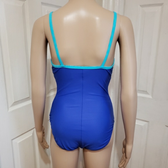 NEW! Speedo Blue Colorblock One Piece Swimsuit - 6 - Picture 2 of 7